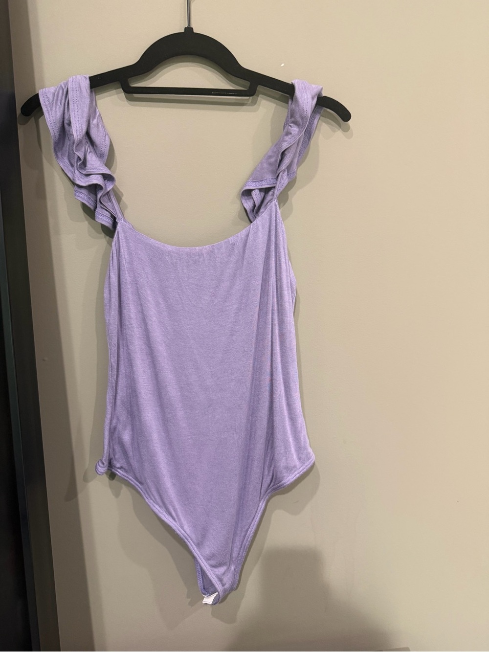 Lulu's Lavender Ruffle Strap Scoop bodysuit - Picture 3 of 4